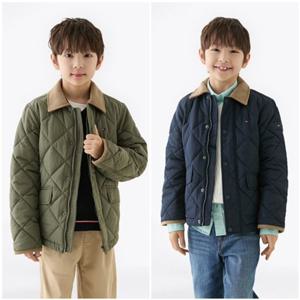 [타미힐피거칠드런TD] 콘트라스트 칼라 퀼팅 재킷 (T42F6QJC120BT2)