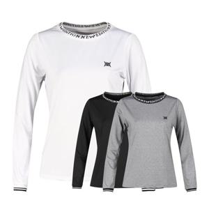 럭스골프 여성 라운드넥 레터링 포인트 긴팔 티셔츠 MW25A618W