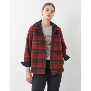 [올리비아로렌]배색 후드 체크 블라우스__VVBNL3W9361