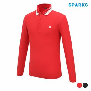 [스팍스]남성 스몰로고 자수 백레터링 배색 긴팔 카라 티셔츠 SP3MTS001