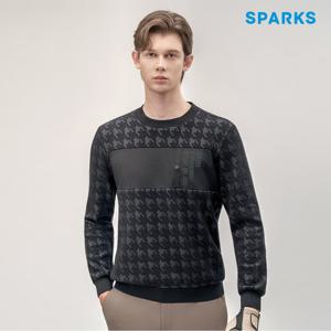 [스팍스]남성 하운드투스 패턴 라운드넥 긴팔 라운드 티셔츠 SP3MTS005