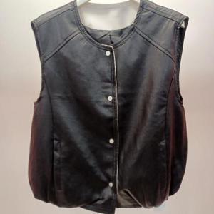 Latium HC06 짧은 크롭 라이더 레더 부드럽고 깔끔한 벌룬 가죽 조끼 베스트 T2533vt05B