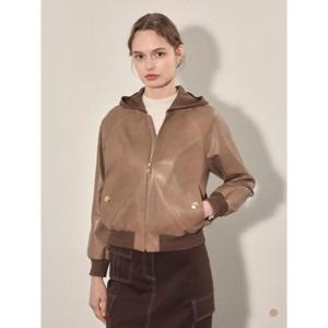 올리비아로렌 sh06 후드 리얼 가죽 점퍼 VOBJN4F8151