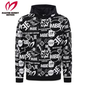 [마스터바니] 남성 탈착 후드 로고 자카드 긴팔 니트 411E3SR308_BK