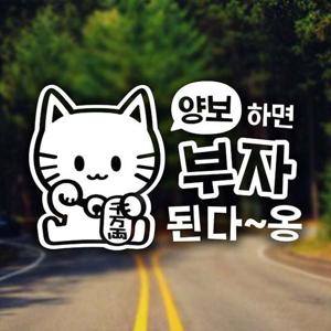 양보하면 부자된다옹 초보운전스티커-반사 자동차용품 익스테리어용품 초보운전 자동차스티커 자동차스티카 차량용스티커 초보운전스티커