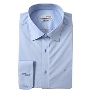 듀퐁셔츠 25 F W SE5FM22LS921SBU 구김 적은 블루 솔리드 소매 로고 슬림핏 스트레치 긴팔 스판 셔츠