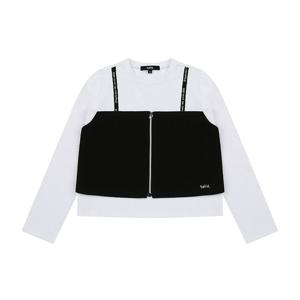 [티파니(정상)]집업 뷔스티에 배색 티(T54UAT010)