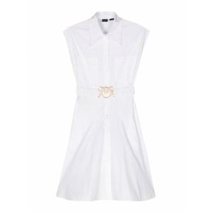 [PINKO] 라프리마 여성 니 Length 슬리브리스 코튼 셔츠 원피스 103111A1P4Z04 화이트 /8
