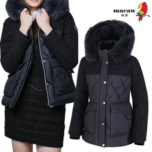 [마코] (여성)퀼팅 트위드배색 구스다운 점퍼_MMW4DJ62