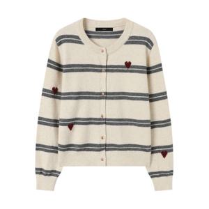 [르샵]하트 버튼 자수 스트라이프 니트 가디건 (DP4CK015A)