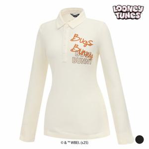 [스팍스]벅스버니 여성 레터링 배색 포인트 긴팔 카라 티셔츠 SP3LTS017