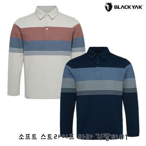 블랙야크 남성 동절기 기모티셔츠 소프트 스트라이프 카라 긴팔티 1BYKTWU004
