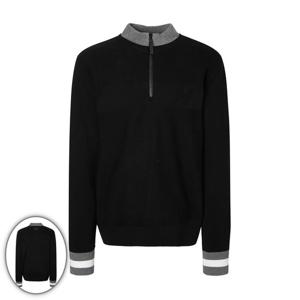 [헤지스골프] 남성 울혼방 방풍 쿼터집업 니트 블랙 (HUSW5D717BK)