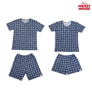 디즈니 커플 남성 여성 홈웨어 반팔 실내복 상하세트 체크