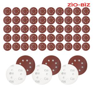 원형사포 240방 50장 세트 5인치/전동드릴 8홀 벨크로 샌딩패드