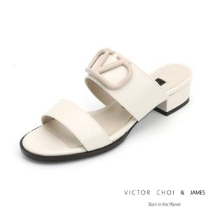 (VICTOR CHOI & james) W21S304 밀크 V로고 뮬슬립 여성 수제화