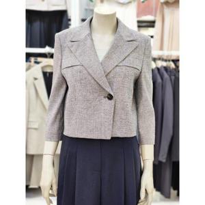 SOUP 세이브존07 여성 원버튼 체크 크롭 자켓 OA4JKQ8