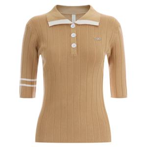샵앤) 여성 골지 카라넥 골프 반팔 니트 티 LB-WKN-408-베이지