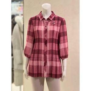 벨리시앙 세이브존01 체크 셔츠 플리츠 블라우스 BL3209