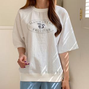 샵앤) 린넨 페어 나그랑 반팔 면맨투맨BY.G-WSH-3526-아이보리