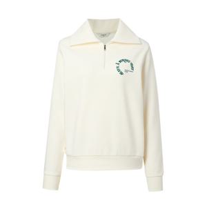 헤지스 골프 여성 24FW 간절기필수템ONLINE EXCLUSIVE 크림 여성 빅카라 하프집 맨투맨 (세미오버핏) HWTS4C922CR