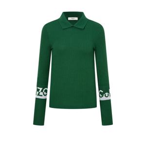 헤지스 골프 여성 24FW 간절기필수템ONLINE EXCLUSIVE 그린 여성 골조직 카라 니트 HWSW4C922E3