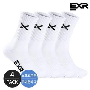 [EXR]EXR 남성 스포츠 쿠션 베이직 스탠다드 장목양말 4P_WHBK