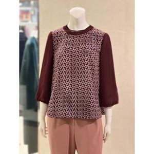 벨리시앙 세이브존01 플리츠넥 기하학 패턴 블라우스(2color) BL43321