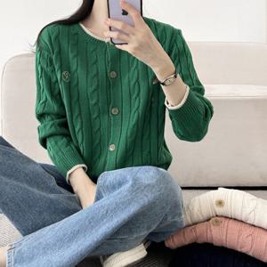 샵앤) 여성 라운드 꽈배기 루빈R 가디건 21DS-WCD-3777-그린