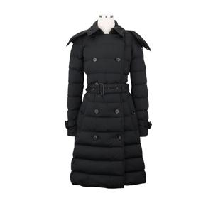 24FW 버버리 8096357 여성 더블 퀼티드 버튼 후드 롱패딩 블랙