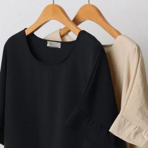 여성큰옷 프릴 306J250S 빅사이즈 라운드 소매 반팔티