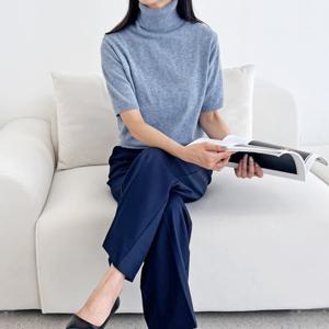 [리빌모아]여자 베이직 무지 터틀넥 반팔 니트 DJW-KNH-SCAT1073