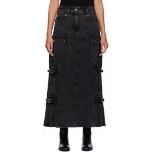 25 FW 31필립림 여성 블랙 카고 데님 맥시 스커트 242283F093001