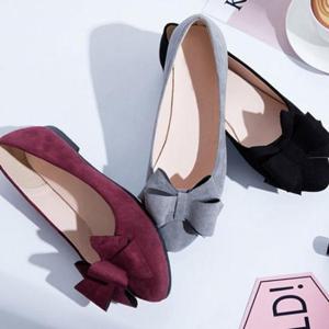 여성 스웨이드 단화 플랫슈즈 리본플랫 F708