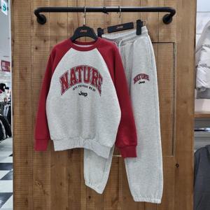 지프키즈 sh06 네이처 소매배색 나글란 맨투맨+조거팬츠 세트 KQ1TSU813TPU913