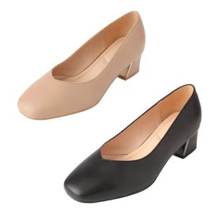 [엘칸토(여성화)]논슬립경량쿠션 고급양가죽 5CM굽 민자 여성펌프스 LCWD53U513 블랙/베이지