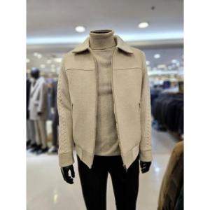 바쏘옴므 세이브존03 바쏘 24F/W 베이지 울  블렌드 구스 니트 블루종 점퍼 WSAGY4UA56ABGA