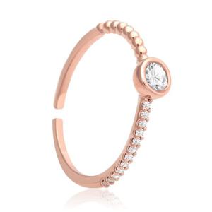 14Kgp 로즈골드 버블 큐빅 레이어드 패션 반지