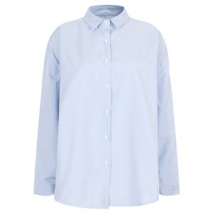 샵앤) 여성 카라넥 잔줄 스트라이프 루즈핏 남방 셔츠 NTT-WBL-20295-소라