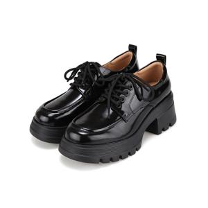 [바바라(슈즈)]바바라 여성로퍼 청키한 소가죽 6CM 키높이 스타일_BBI144BK