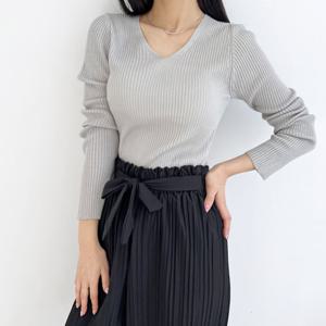 [리빌모아]여자 슬림핏 골지 브이넥 긴팔 니트 DJW-KNS-S2LPPT10