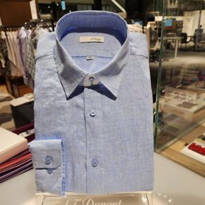 듀퐁셔츠 SE5SM21LS312SBU 컴포터블 라인 여름 가벼운 마 솔리드 슬림 핏 셔츠