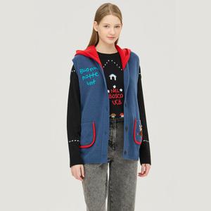 [베네통]후드 배색 루즈핏 니트 베스트 (BAKV02511)