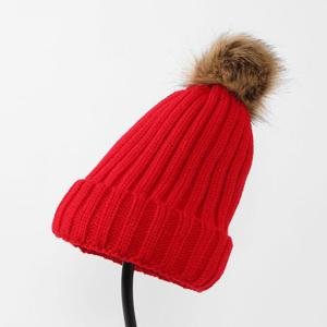 귀달이모자 겨울 방울 털모자 레드 니트모자