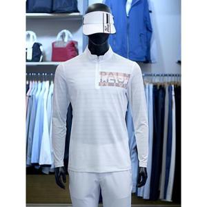 팜스프링스 세이브존03 팜스프링스 남성 골프 봄 여름 로고 프린트 반집업 티셔츠 AGSTRM251108A