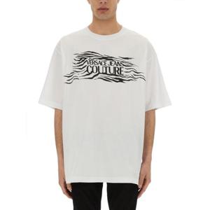 베르사체 그래픽 프린트 화이트 코튼 티셔츠 78GAH6L1 J0001003
