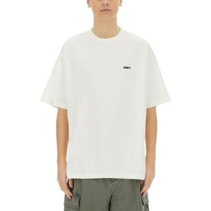오베이 화이트 루즈 핏 코튼 아이콘 페이스 티셔츠 167924099 P