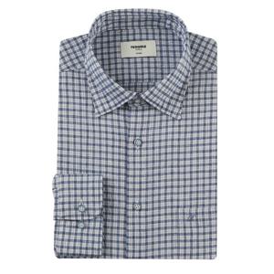 [레노마(셔츠)][레노마]린넨혼방의 서커체크 긴소매 일반핏남방RPSSG1-031BU