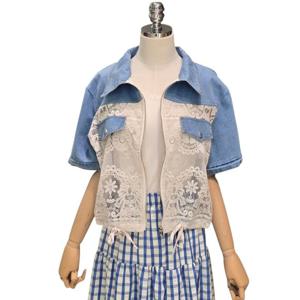 [포커스]데님 레이스 믹스 집업 점퍼 (FM5D3JP3168)