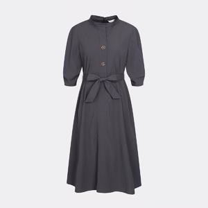 [캐리스노트]24년 봄 여름 데일리룩 소매 볼륨 벨티드 원피스 그레이 CN4MOP001-GB